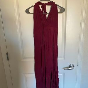 Lulus Maroon Halter Maxi Dress